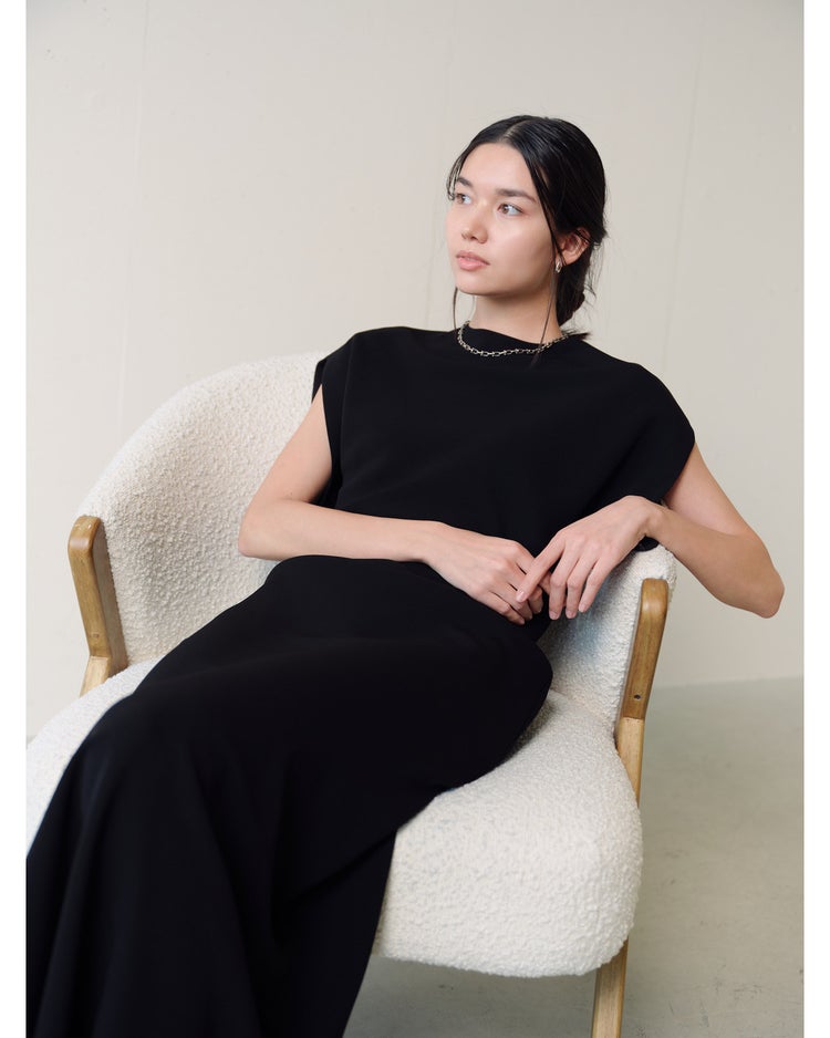 トリアセエアークロス・バイアスロングドレス 詳細画像 ブラック 1