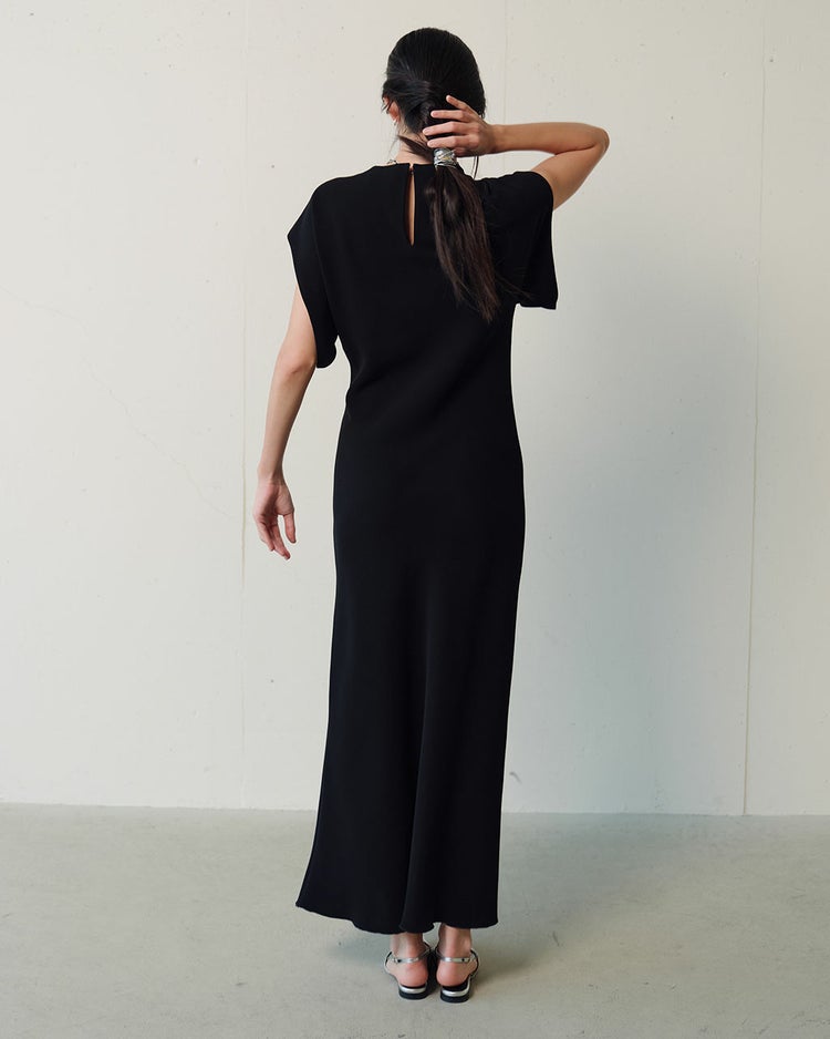 トリアセエアークロス・バイアスロングドレス 詳細画像 ブラック 3