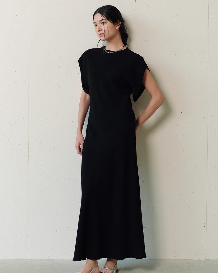 トリアセエアークロス・バイアスロングドレス 詳細画像 ブラック 4