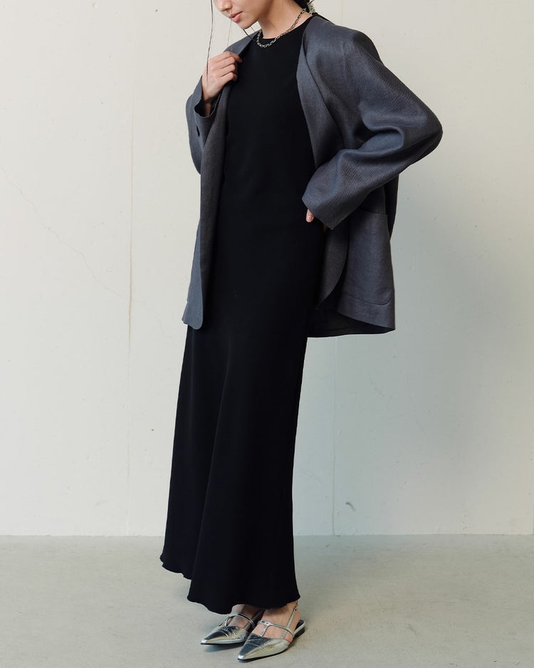 トリアセエアークロス・バイアスロングドレス 詳細画像 ブラック 5