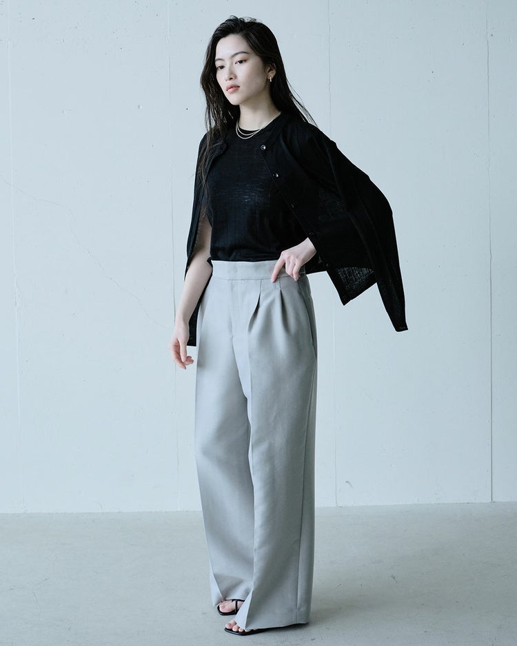 シルキーダブルフェイス・タックワイドパンツ 詳細画像 ミントグリーン 5