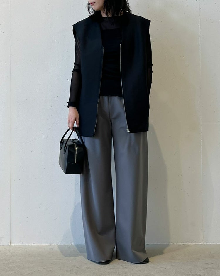 ドライタッチツイル・バイアスワイドパンツ 詳細画像 グレー 2