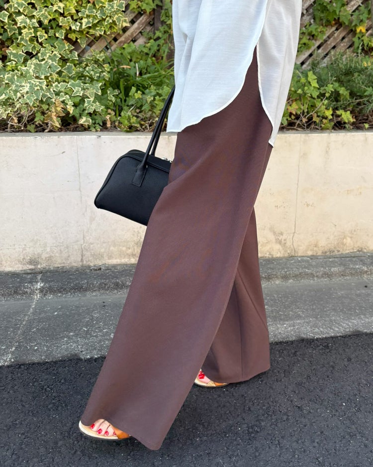 ドライタッチツイル・バイアスワイドパンツ 詳細画像 ブラウン 3