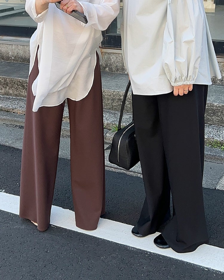 ドライタッチツイル・バイアスワイドパンツ 詳細画像 ブラウン 8