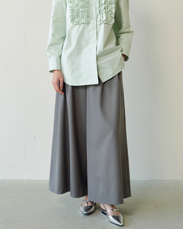 ドライタッチツイル・ロングキュロットパンツ 詳細画像 グレー 2