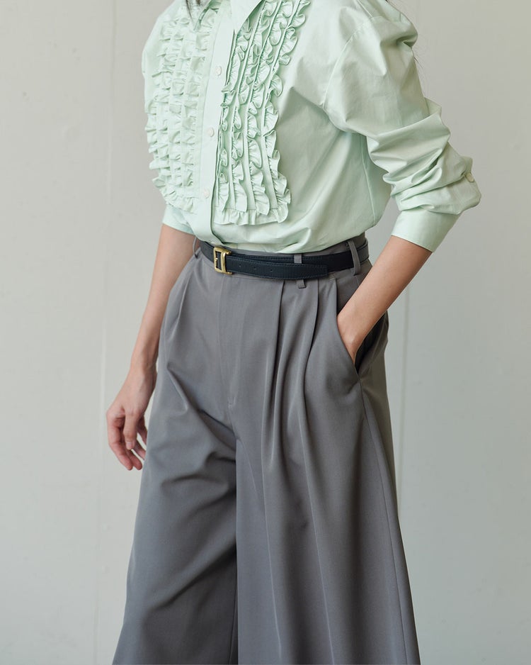 ドライタッチツイル・ロングキュロットパンツ 詳細画像 グレー 3