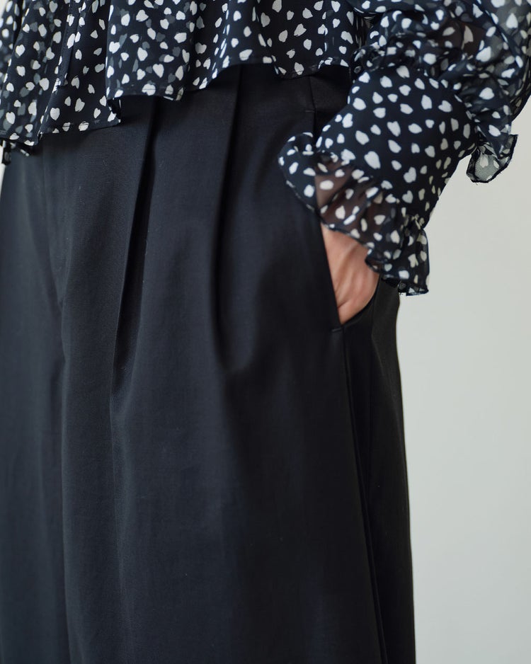 強撚コットン・サイド切り替えワイドパンツ 詳細画像 ブラック 5