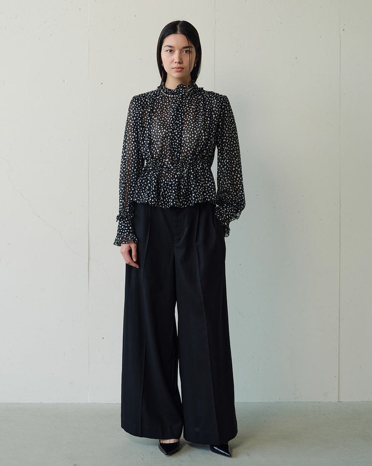 強撚コットン・サイド切り替えワイドパンツ 詳細画像 ブラック 6