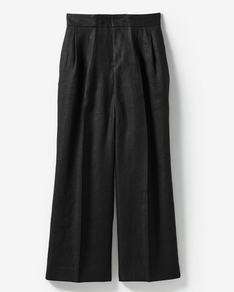 オックスリネン・タックワイドパンツ 詳細画像 ブラック 1