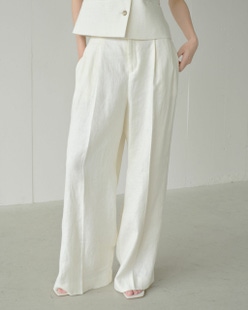 オックスリネン・タックワイドパンツ