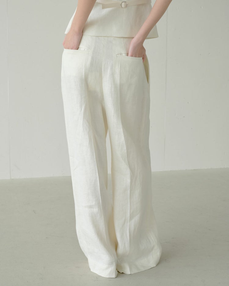 オックスリネン・タックワイドパンツ 詳細画像 アイボリー 3