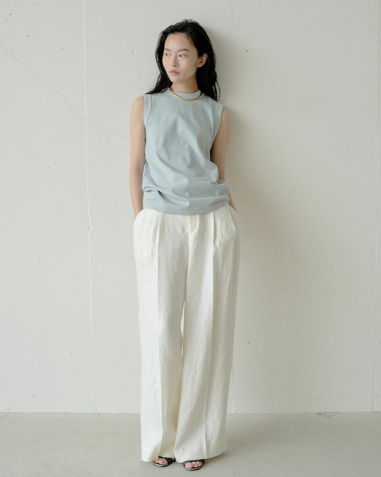 オックスリネン・タックワイドパンツ 詳細画像 アイボリー 5