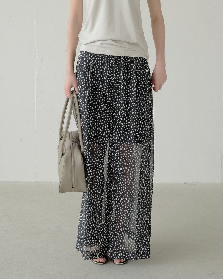 シフォンジョーゼット・ワイドパンツ 詳細画像 ブラック 1