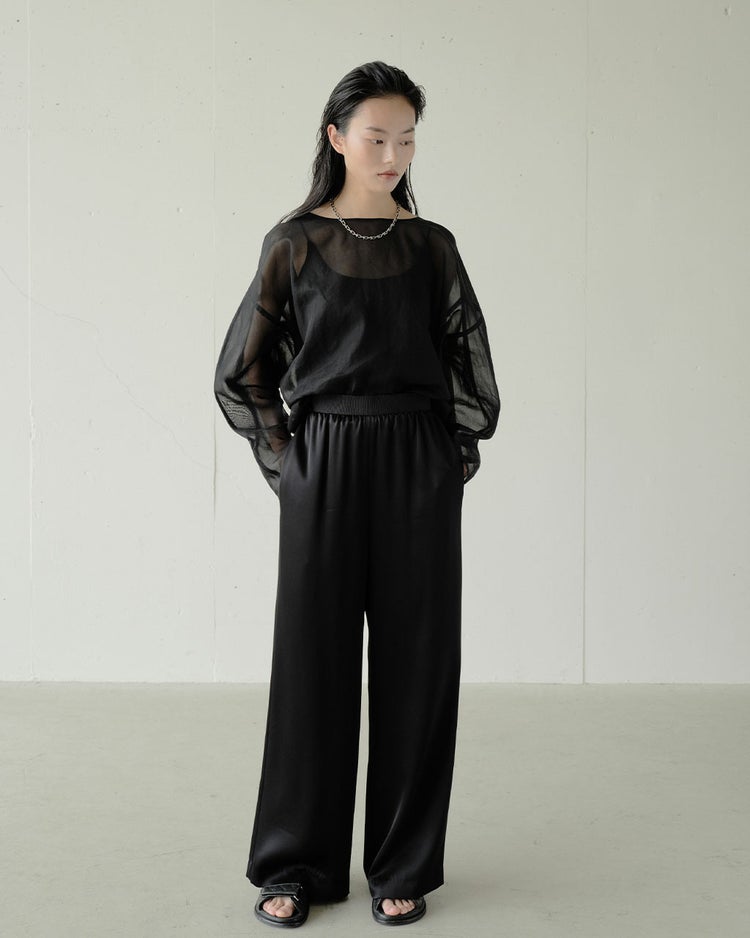ダブルサテン・ワイドパンツ 詳細画像 ブラック 4
