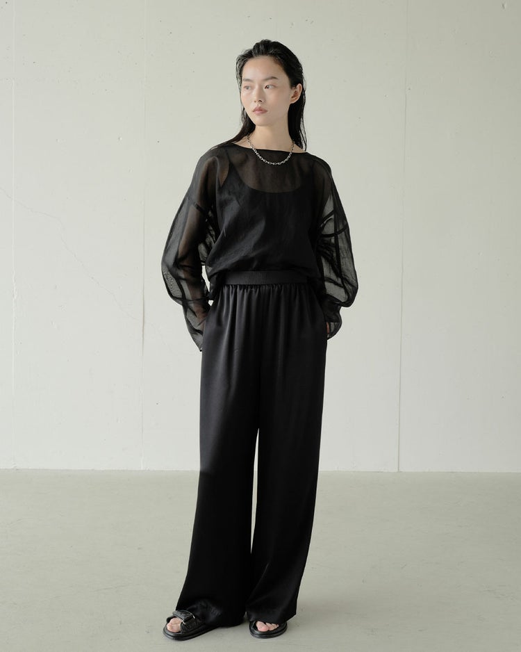 ダブルサテン・ワイドパンツ 詳細画像 ブラック 5