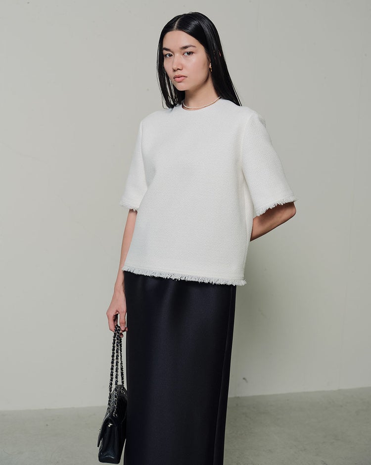 コットン混ツイード・コンパクトブラウス 詳細画像 ホワイト 6