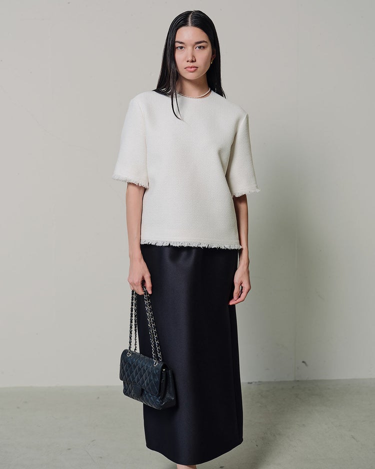 コットン混ツイード・コンパクトブラウス 詳細画像 ホワイト 7