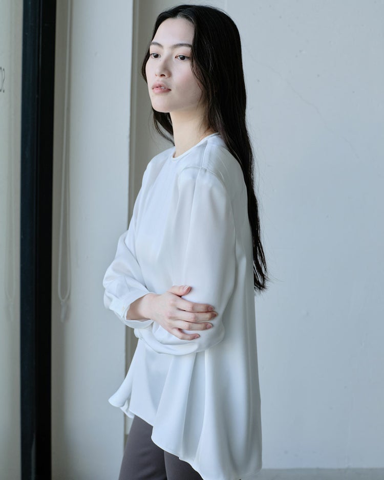 ダブルサテン・Tブラウス 詳細画像 ホワイト 2