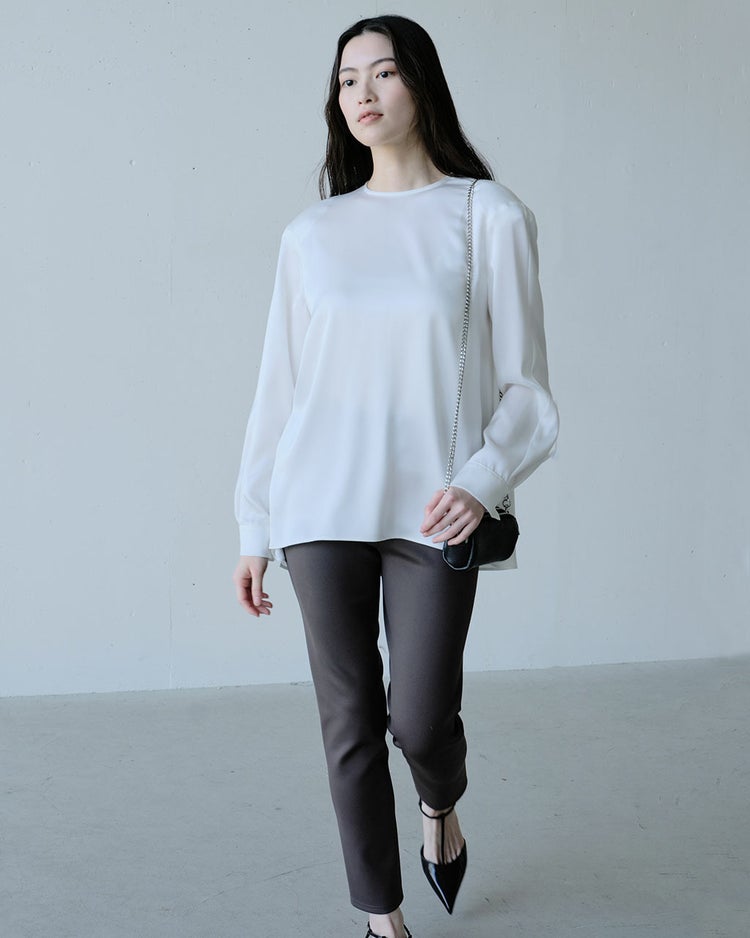 ダブルサテン・Tブラウス 詳細画像 ホワイト 4