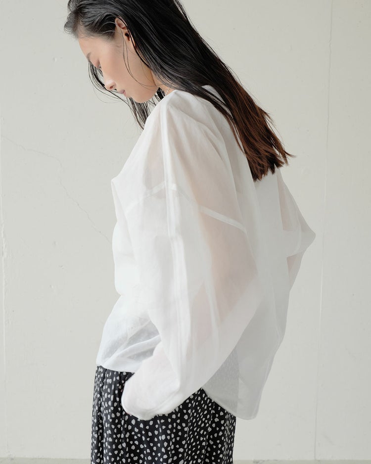 強撚オーガンジー・Tブラウス 詳細画像 ホワイト 2
