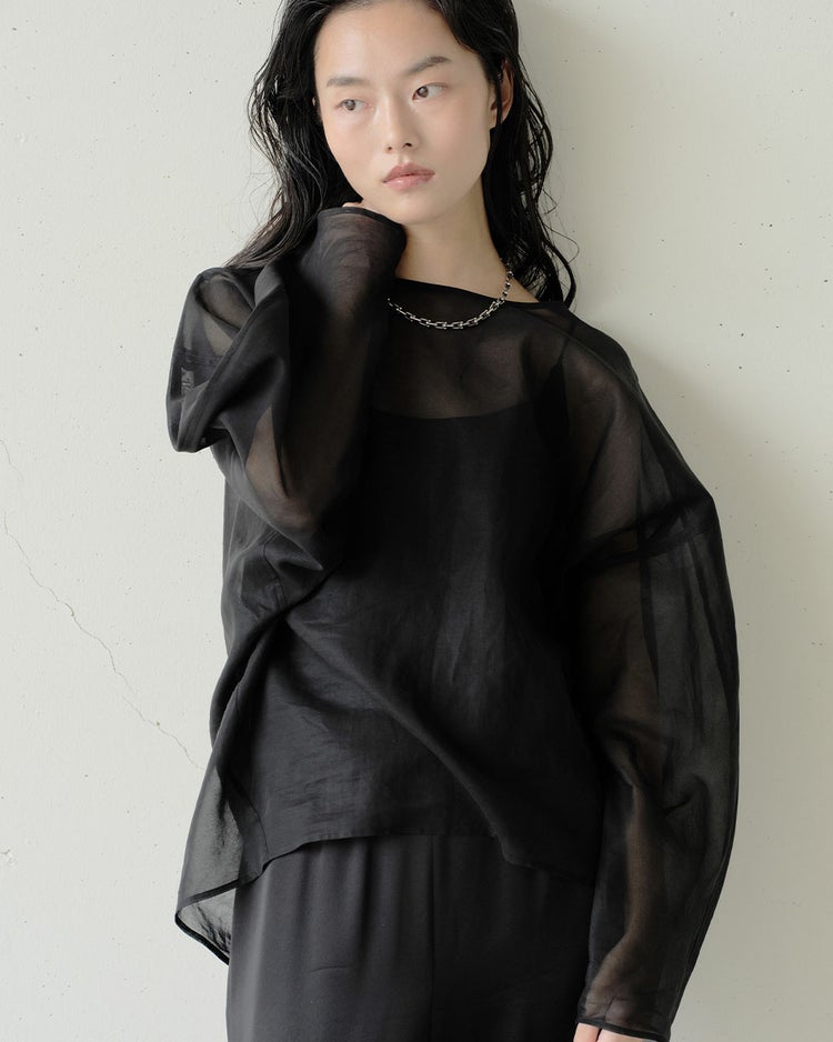 強撚オーガンジー・Tブラウス 詳細画像 ブラック 3
