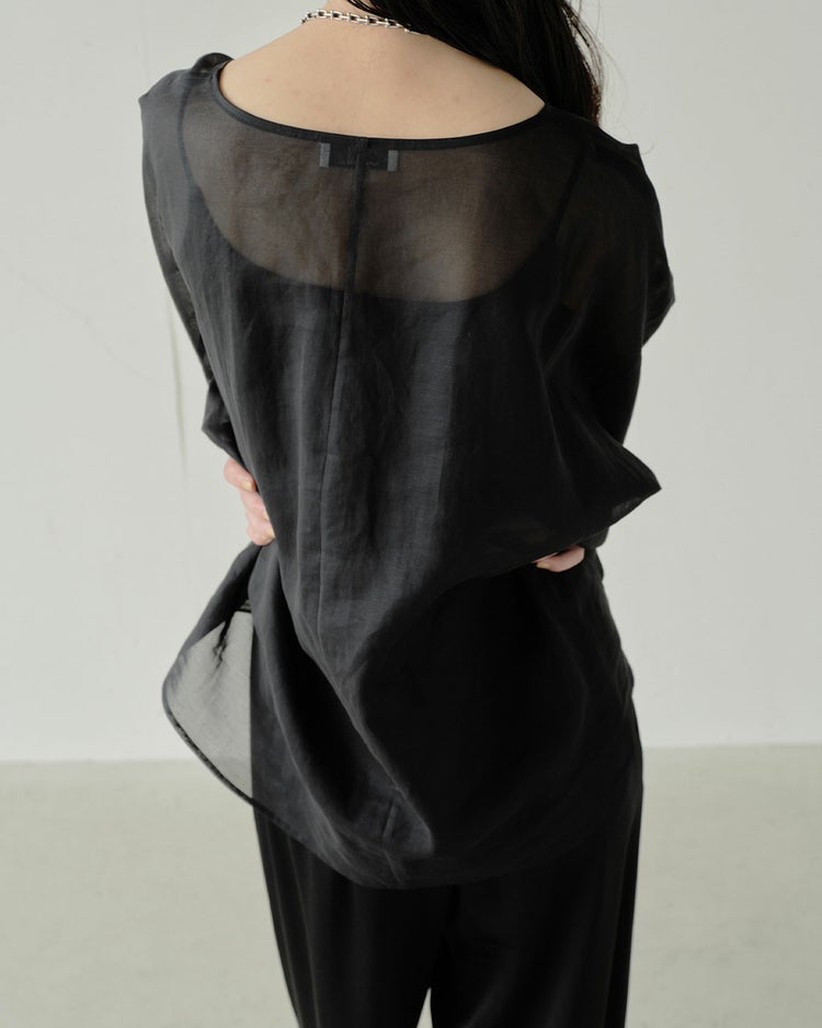 強撚オーガンジー・Tブラウス 詳細画像 ブラック 5