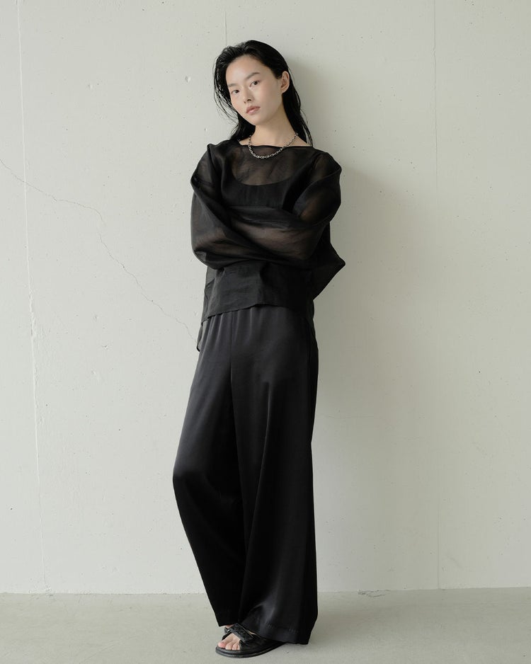 強撚オーガンジー・Tブラウス 詳細画像 ブラック 7