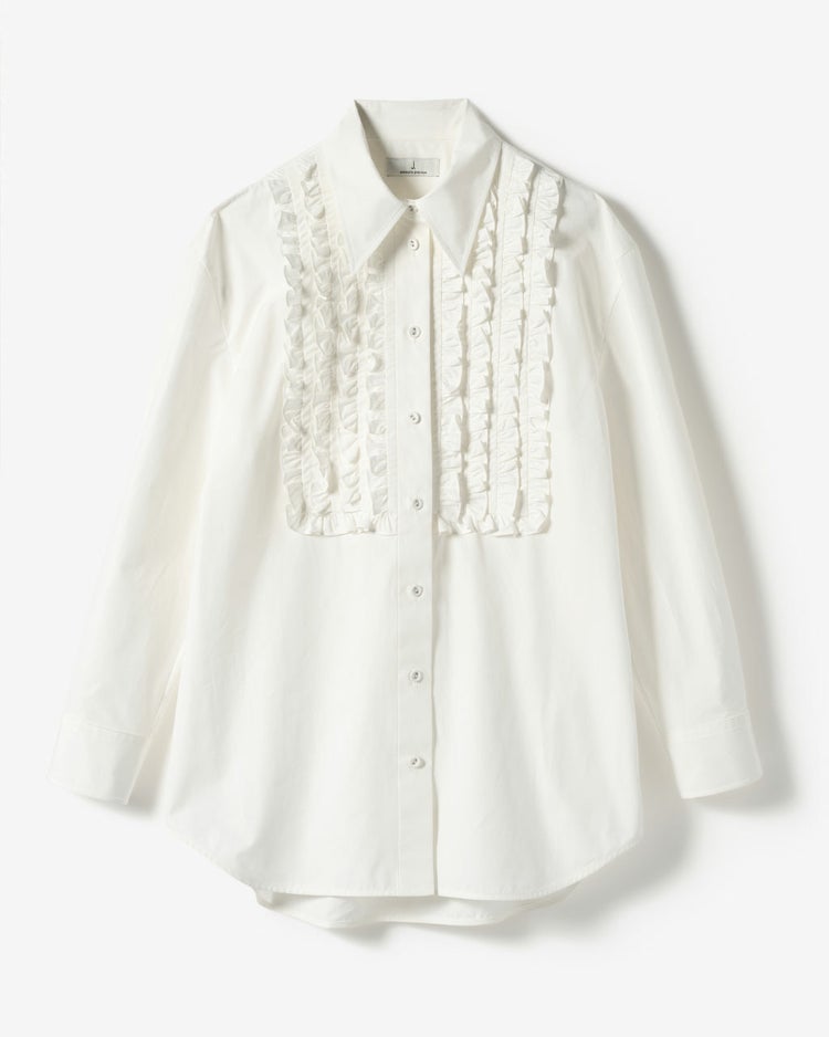 高密度タイプライター・フリルシャツ 詳細画像 ホワイト 1