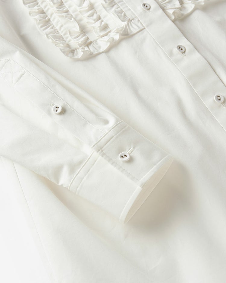 高密度タイプライター・フリルシャツ 詳細画像 ホワイト 3