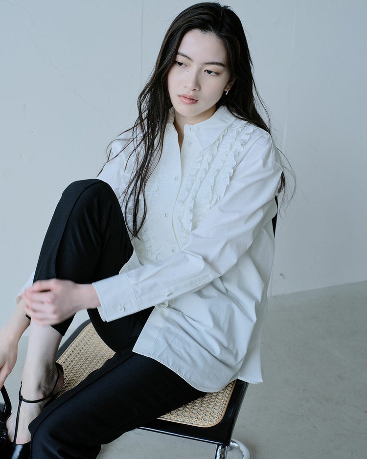 高密度タイプライター・フリルシャツ 詳細画像 ホワイト 7