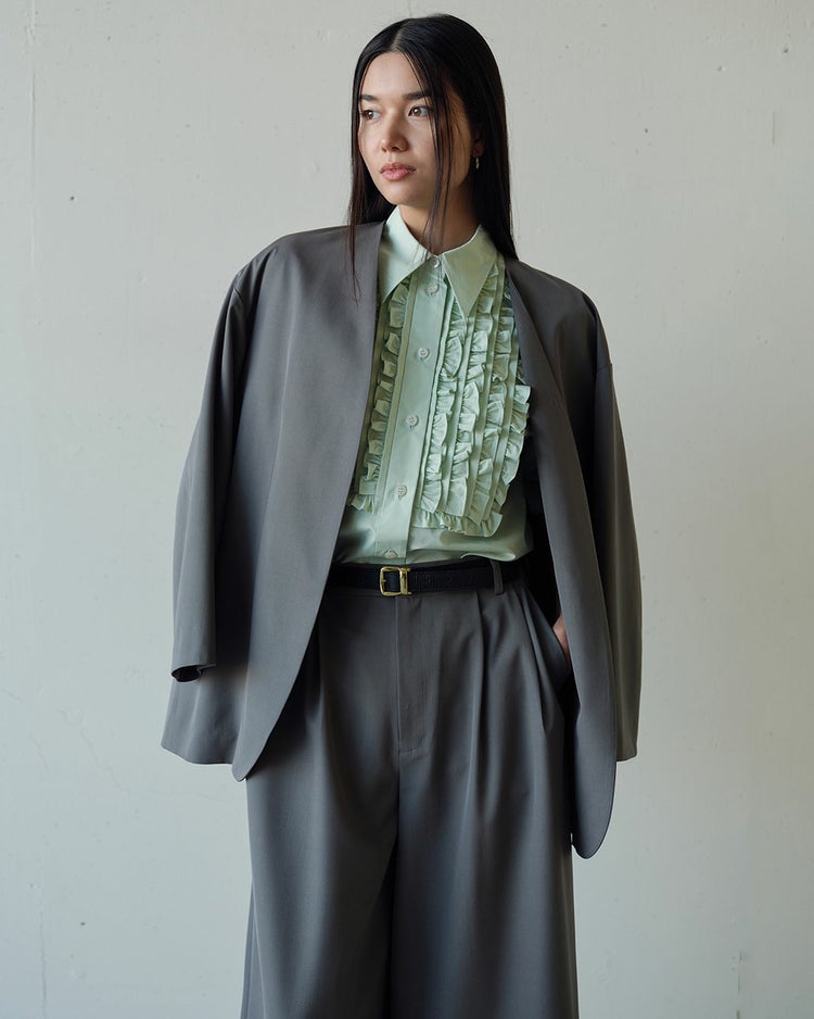 高密度タイプライター・フリルシャツ 詳細画像 ミントグリーン 5