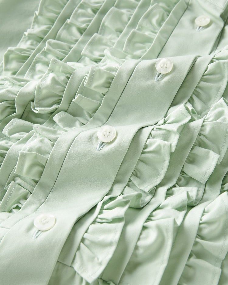 高密度タイプライター・フリルシャツ 詳細画像 ミントグリーン 8