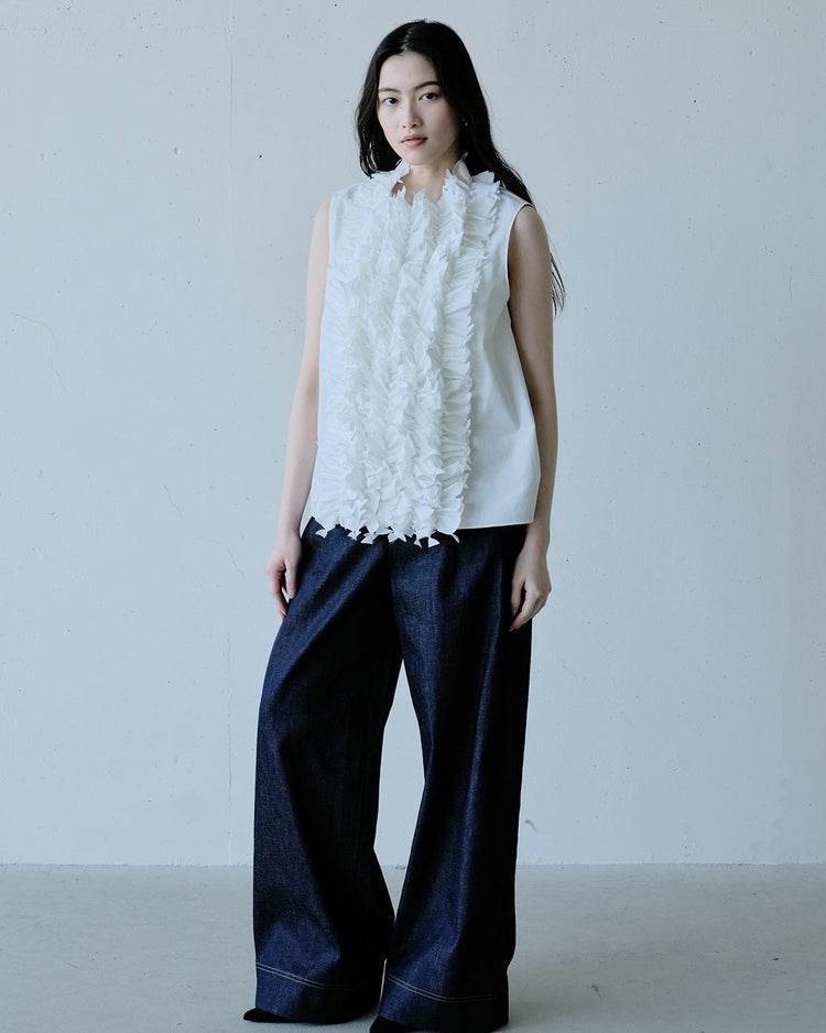 高密度タイプライター・フリルデコブラウス 詳細画像 ホワイト 4