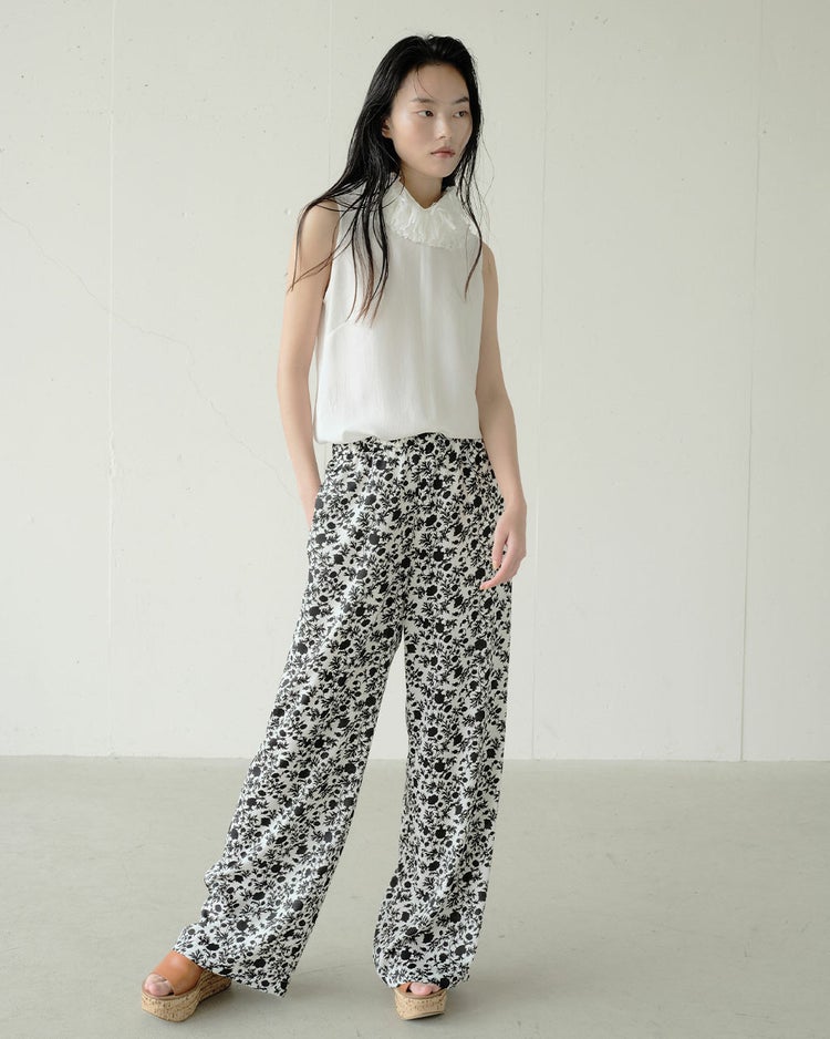 アセテートツイル・フリルネックブラウス 詳細画像 ホワイト 7