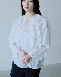 強撚オーガンジー・フリルブラウス