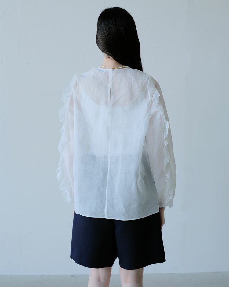 強撚オーガンジー・フリルブラウス 詳細画像 ホワイト 5