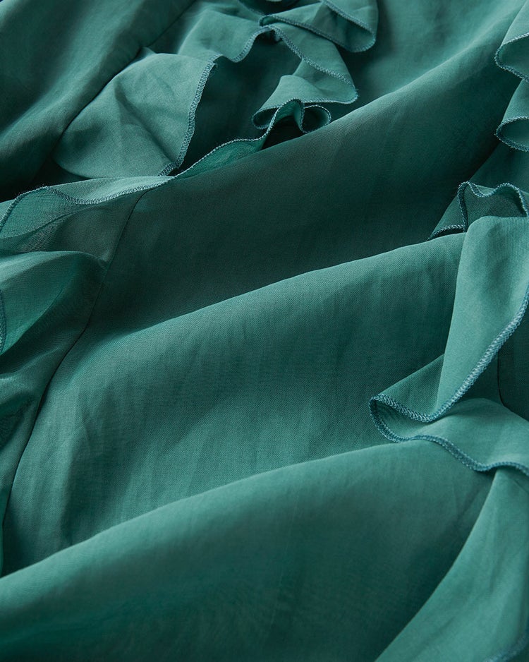 強撚オーガンジー・フリルブラウス 詳細画像 グリーン 7