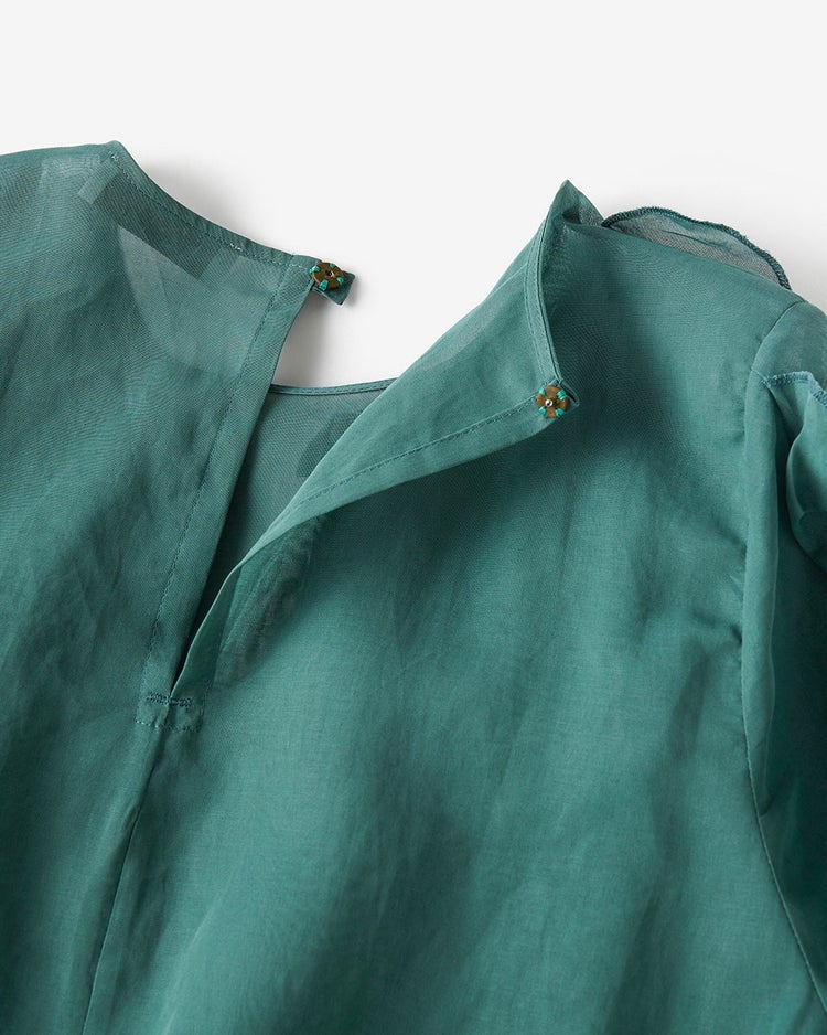 強撚オーガンジー・フリルブラウス 詳細画像 グリーン 8