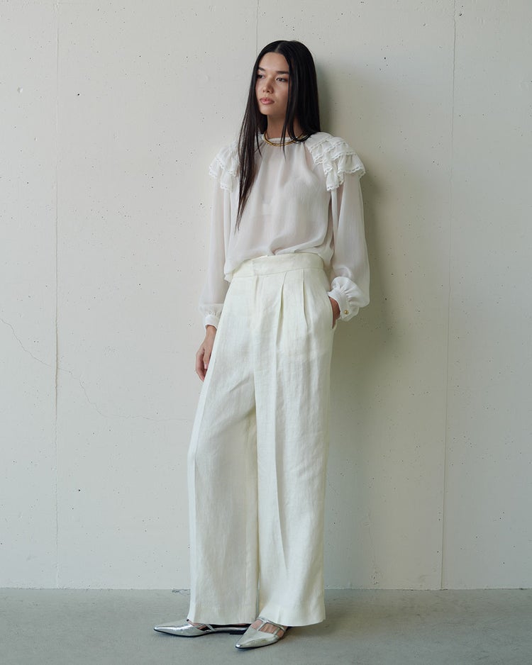 シアージョーゼット・ショルダーフリルブラウス 詳細画像 ホワイト 5