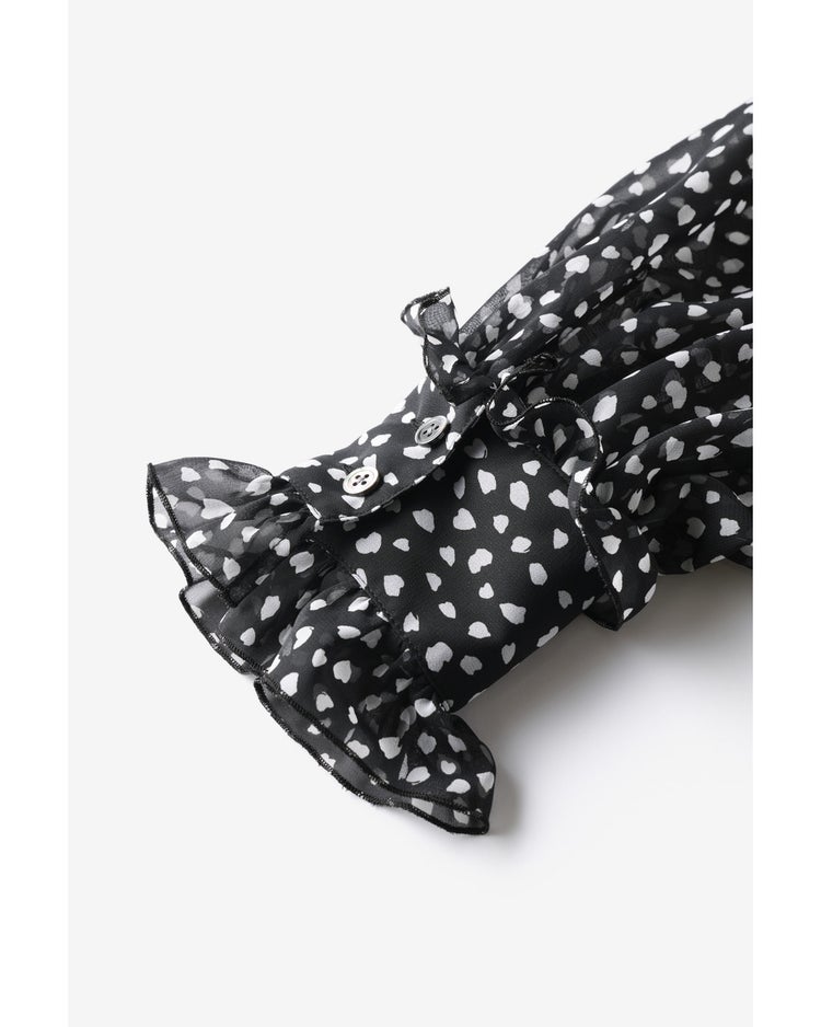 シフォンジョーゼット・スタンドフリルブラウス 詳細画像 ブラック 10