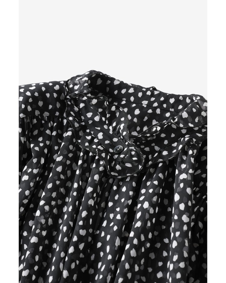 シフォンジョーゼット・スタンドフリルブラウス 詳細画像 ブラック 8