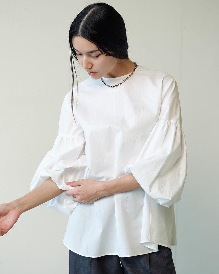 高密度タイプライター・パフ袖ブラウス 詳細画像 ホワイト 5