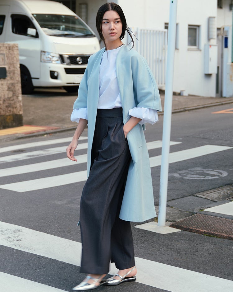 高密度タイプライター・パフ袖ブラウス 詳細画像 ホワイト 9