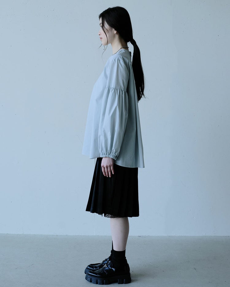 高密度タイプライター・パフ袖ブラウス 詳細画像 グレー 5