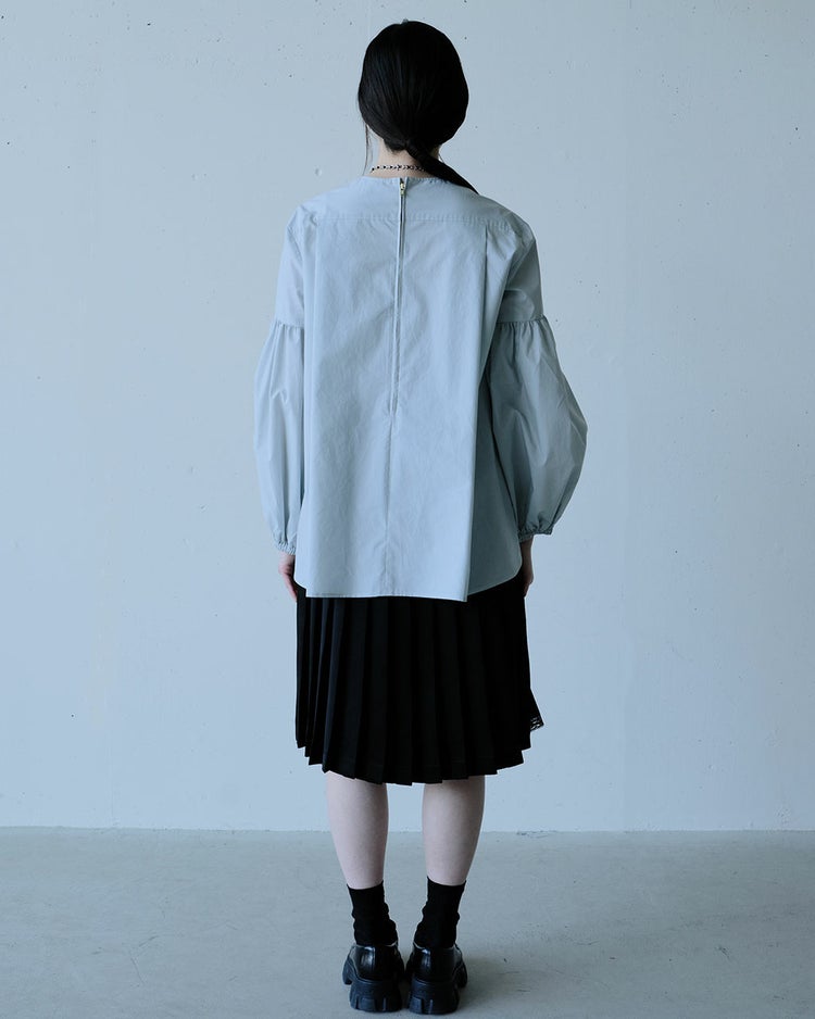 高密度タイプライター・パフ袖ブラウス 詳細画像 グレー 6