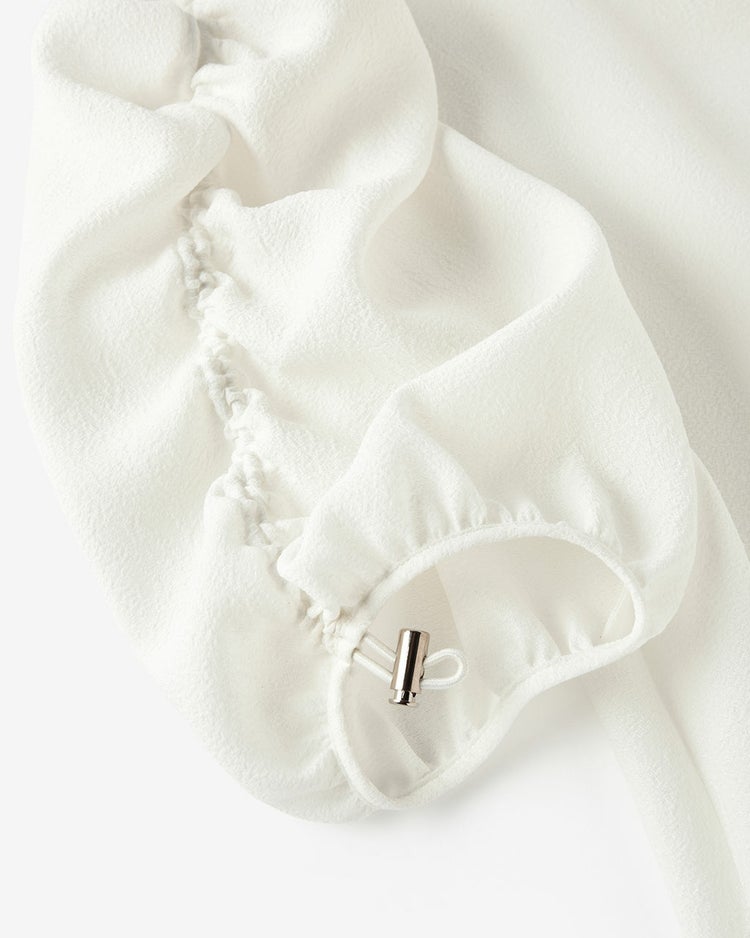 ジャカード織・袖シャーリングブラウス 詳細画像 ホワイト 6