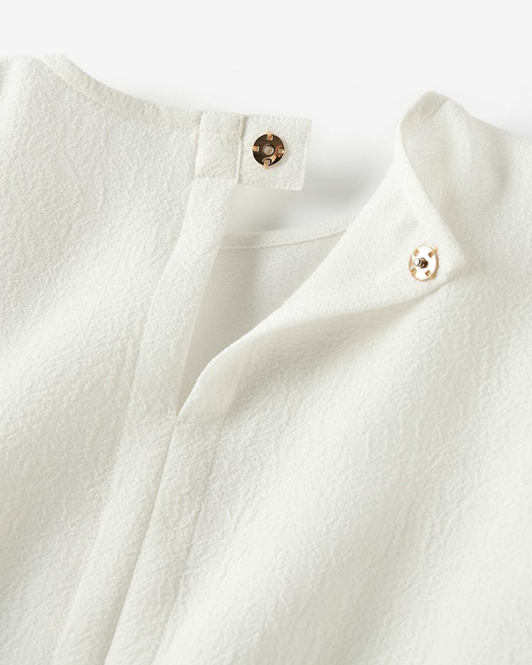 ジャカード織・袖シャーリングブラウス 詳細画像 ホワイト 7