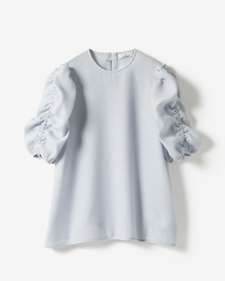 ジャカード織・袖シャーリングブラウス 詳細画像 グレー 5