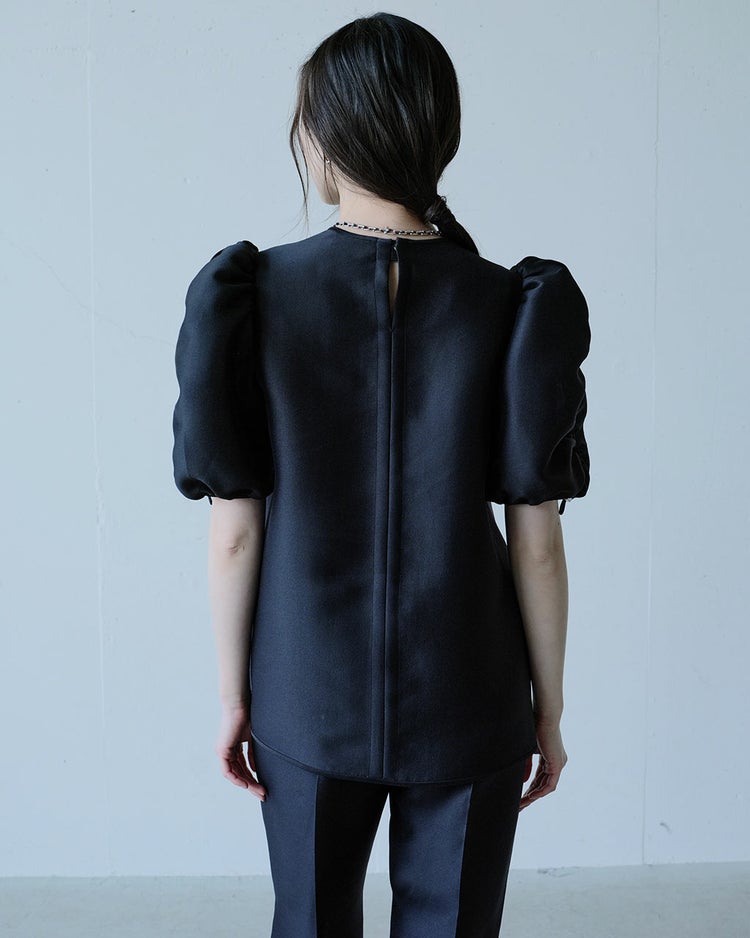 オクタダブルクロス・袖シャーリングブラウス 詳細画像 ブラック 6