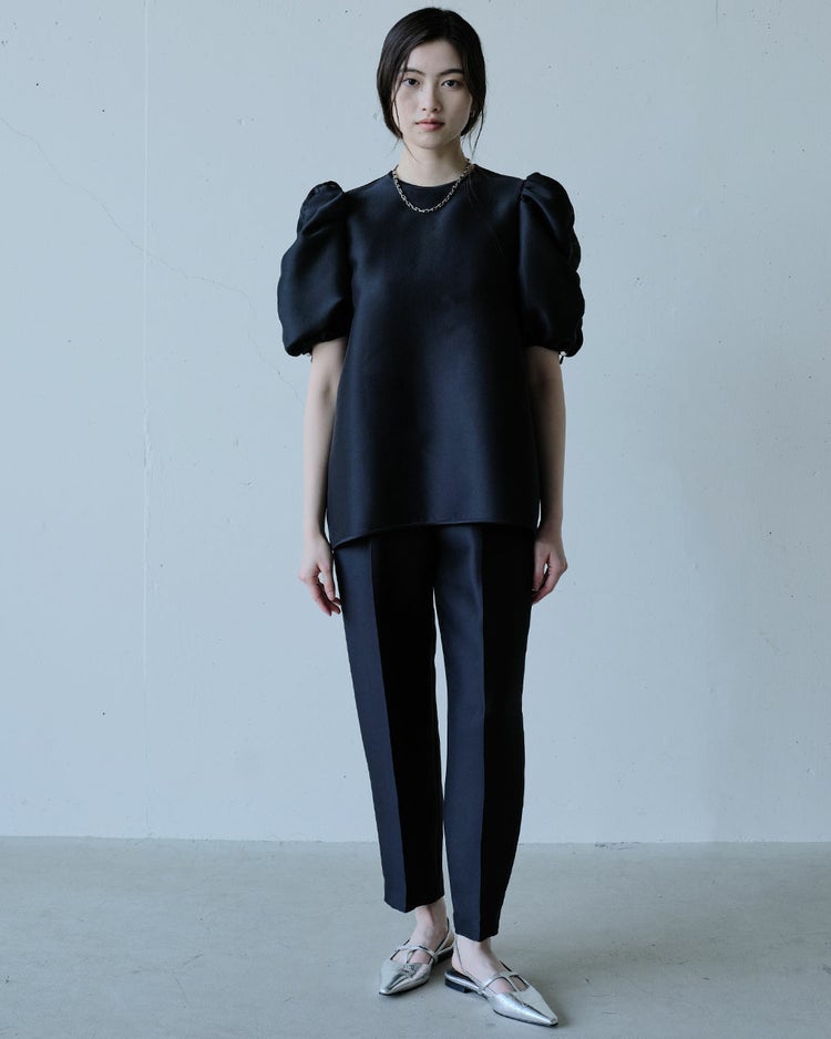 オクタダブルクロス・袖シャーリングブラウス 詳細画像 ブラック 8